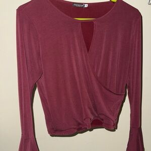 Elegant Burgundy Wrap Top